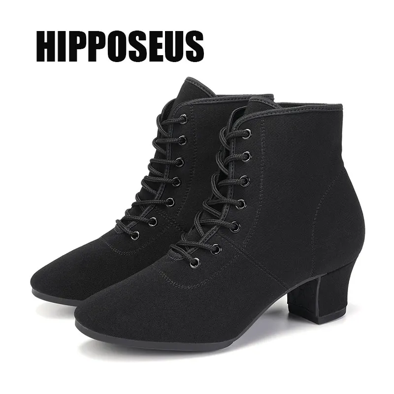 HIPPOSEUS New arrival Ballroom dance shoes for women Girl Low Heel Ladies Latin High-top printing Oxford cloth Wholesale price