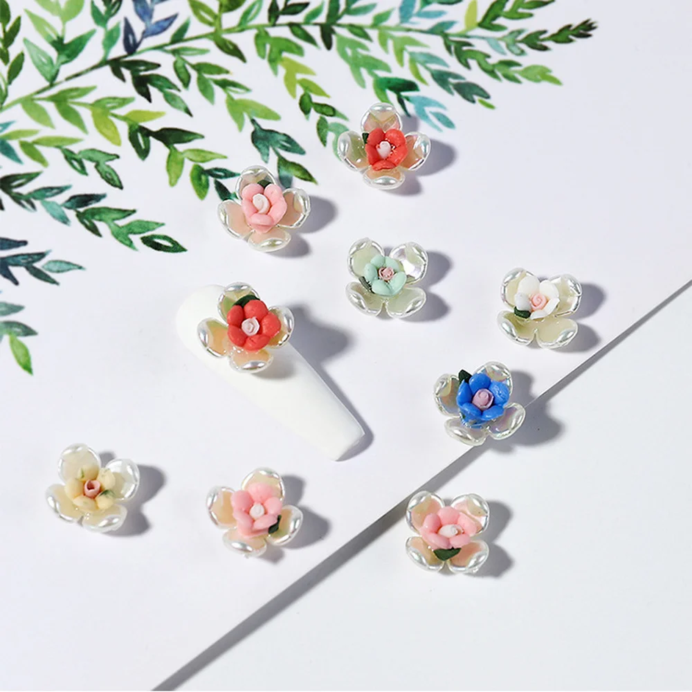 

1PCS 3D Ceramic Pearl Flower Nail Art Jewelry Colorful Nail Supplies for Professional Accessories for DIY Manicure Design