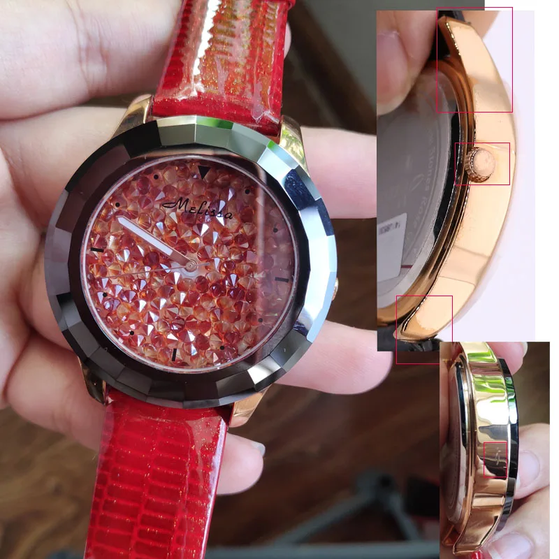 44mm ceramic red 2 Распродажа! Дефекты царапины демонстрирует образцы выцветает Цвет Julius Для женщин часы Япония кварцевых часов из натуральной кожи Нержавеющая сталь без коробки - Цвет: 44mm ceramic red 2