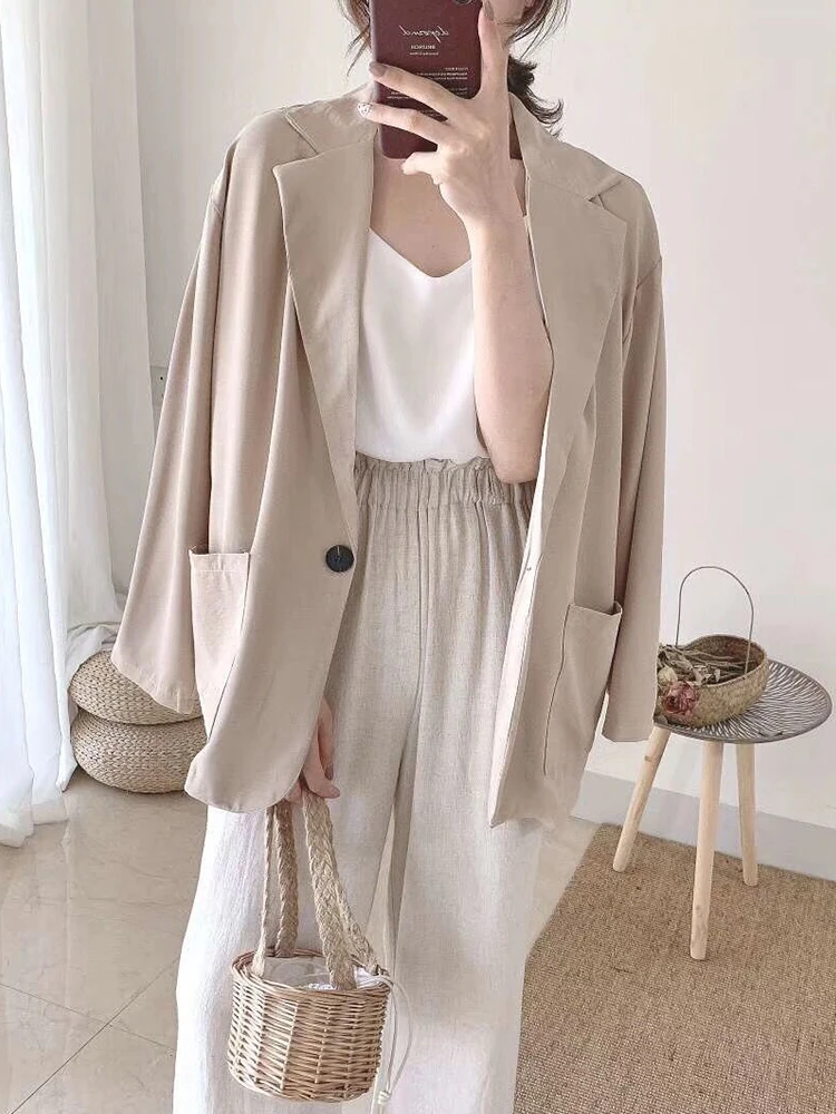

Women Jacket 2021 Korean Thin Blazer Loose Single Button Women Outwear Women Clothing Dropshipping High Quality
