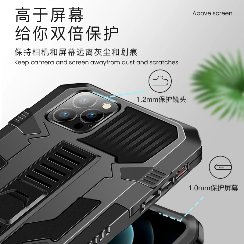 

Luxury Armor Phone Case for iPhone 12 Mini 11 Pro Max SE 2020 XR XS MAX 7 8 6 Plus Hidden Kickstand Hard Shockproof Phone Cover