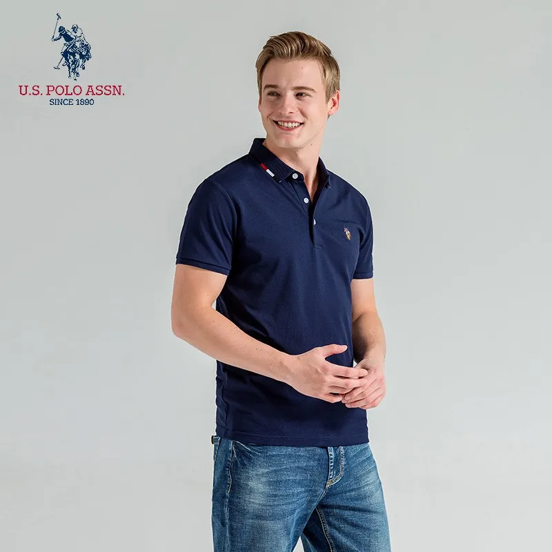 США Футболка поло Assn мужская с коротким рукавом повседневная однотонная Модная