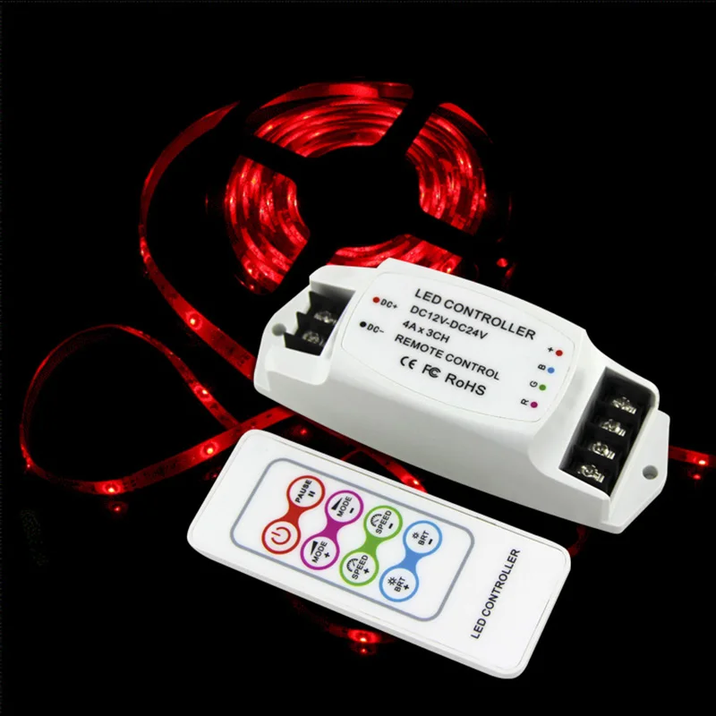 

DC12V 24V RGB full color LED Strip Light Controller with RF Wireless remote BC-361-4A 4A/CH*3 3CH lamp tape dimmer switch