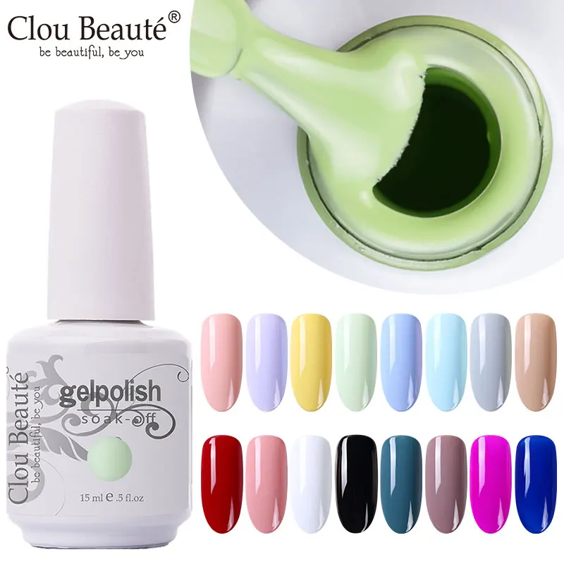 

Clou Beaute Nail Gel Polish Base And Top Coat Vernis Semi Permanent Nail Glue Varnish Soak off UV LED Glitter Nails Gel Polish