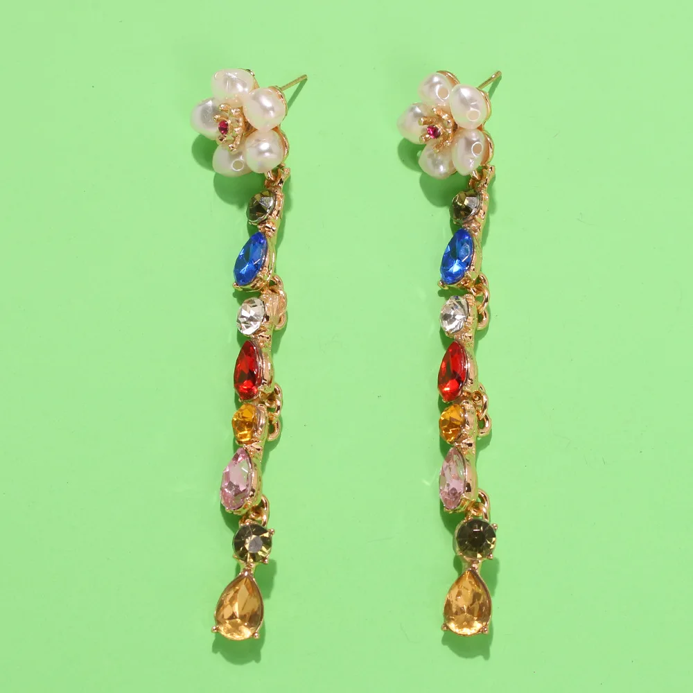 2020 роскошные разноцветные Кристальные длинные серьги для женщин искусственный