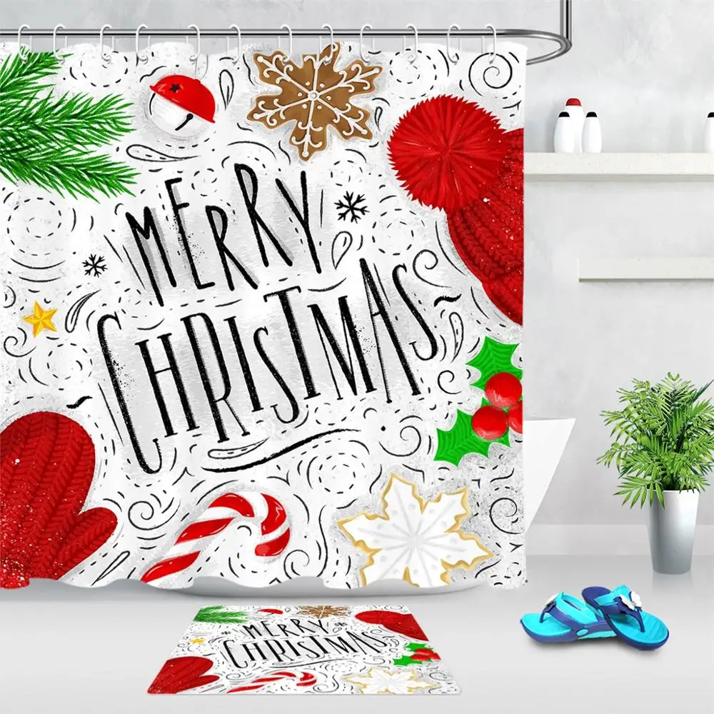 Счастливого Рождества домашнее украшение ванной комнаты шляпа перчатки колокол