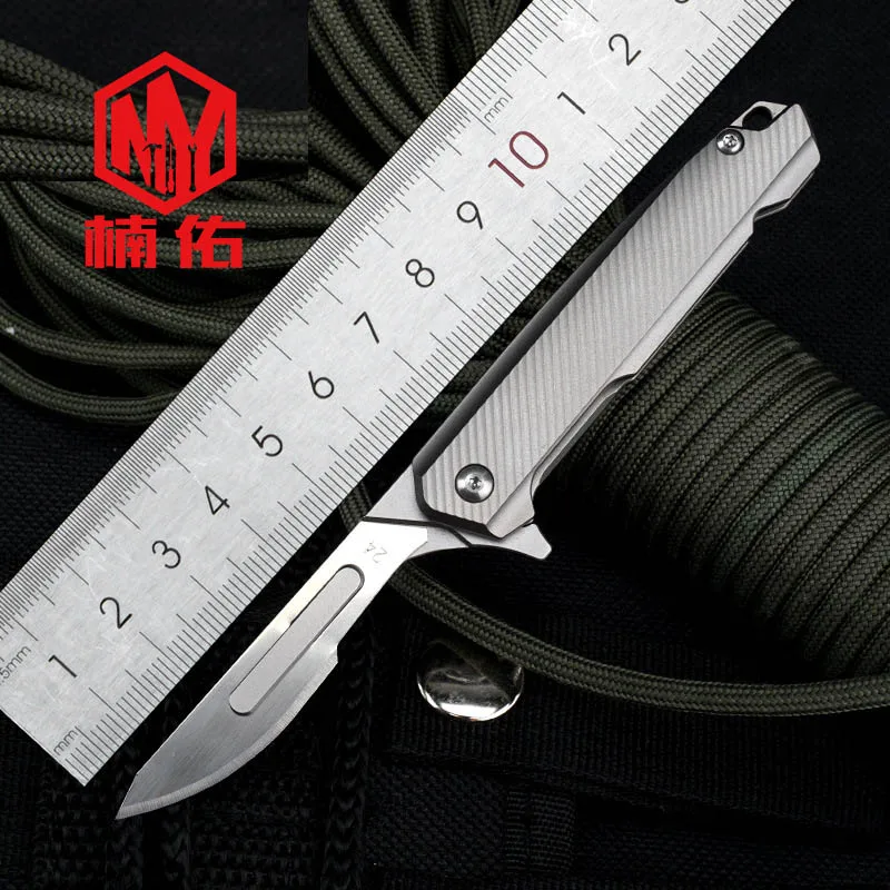 1PC Titanium Alloy Folding Knife EDC Tool Multifunctional Utility Knife Outdoor Emergency