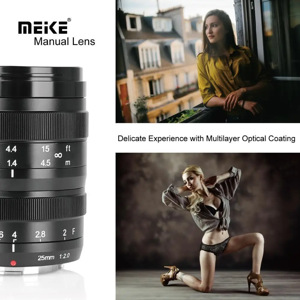 

Meike 25MM F/2.0 Low Distortion Large Aperture Manual Focus Lens MFT M4/3 GH5 Pen-F E-M5 E-M10 APS-C Frame Mirrorless Camera