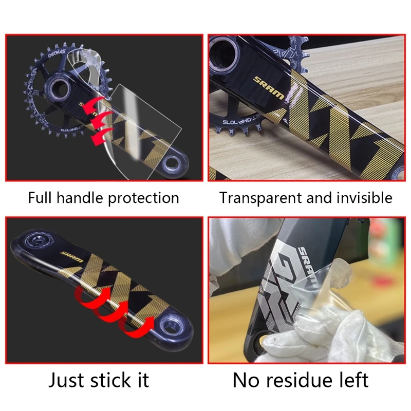 

3 Sheets Bike Crank Protective Film Cover Carbon Fiber Tooth Plate Crank Sticker
