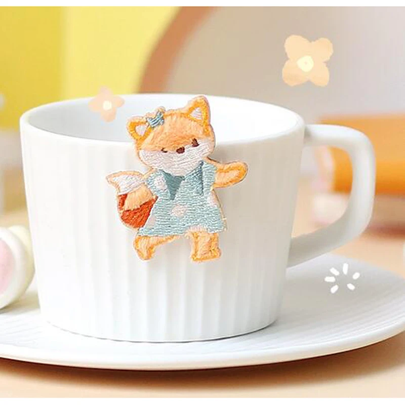 1 шт. Декоративные вышитые наклейки в виде кота лисы Ежика | Канцтовары для офиса и