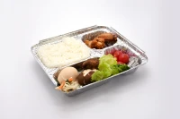 full containe aluminum foil fast food box disposable take away package tin foil box four grid plate lunch box barbecue container