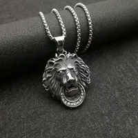 new animal stainless steel retro punk polished point lion head pendant
