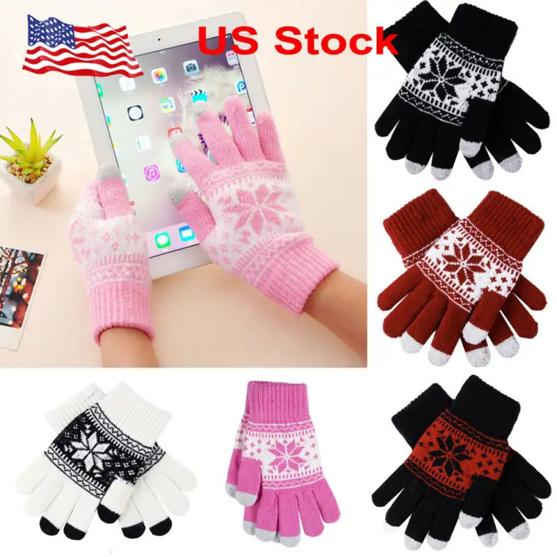 Перчатки для сенсорных экранов теплые зимние перчатки вязаные с принтом