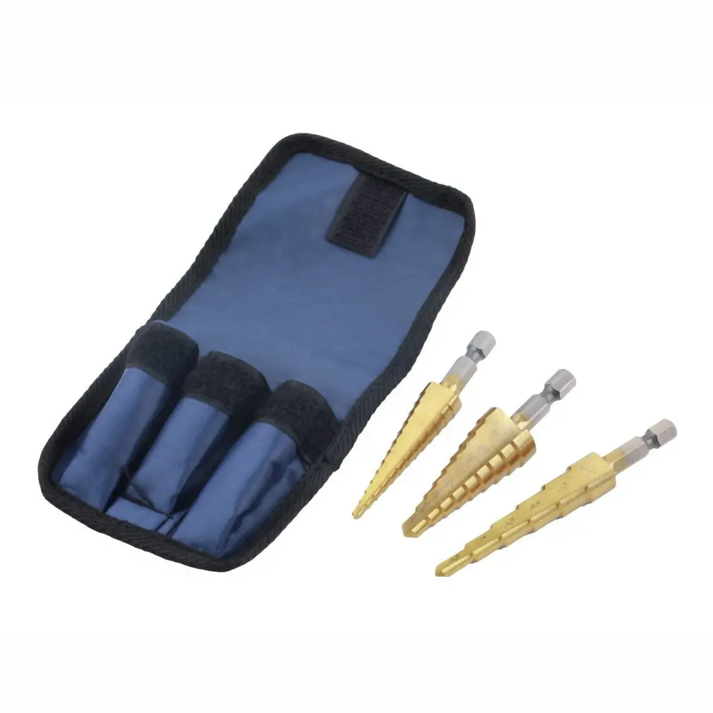 

1set 3pc Quick-change 1/4" Hex Shank larger Titanium Coated Step Drill Bit Set Worldwide