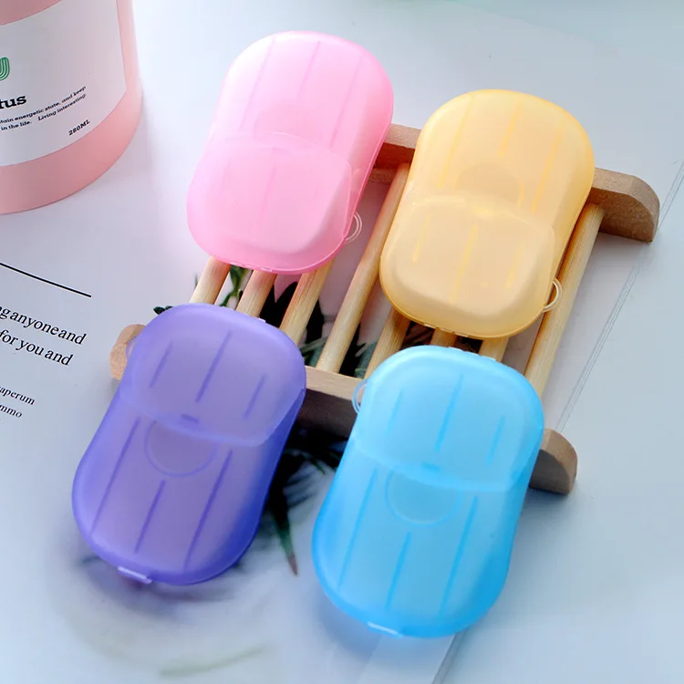 200sets Mini Paper Soap Outdoor Travel Soap Paper Washing Hand Bath Clean Scented Slice Sheets Disposable Box Soap
