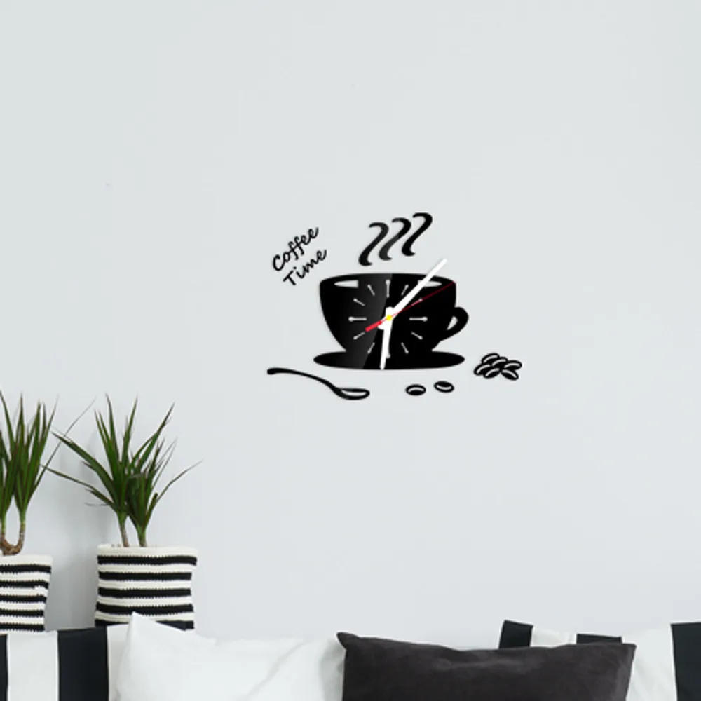 Наклейка для стены в виде часов декоративный кофе форма съемный Diy акриловый 3D зеркальный механизм настенных часов для маятника гостиной room19JUL23
