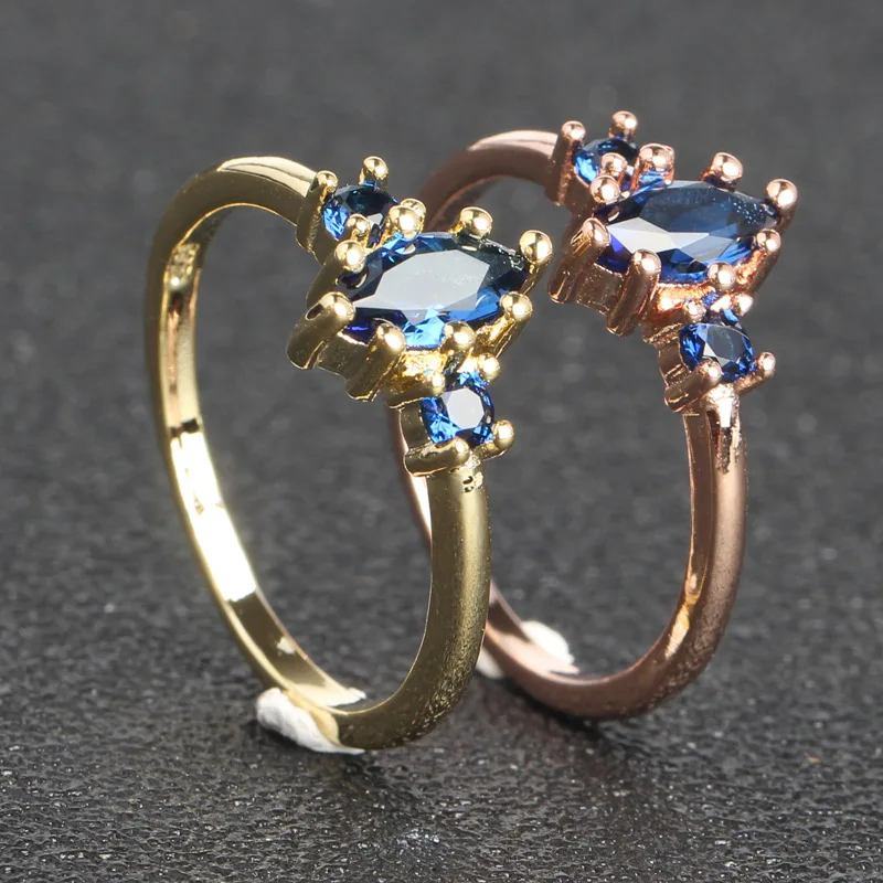 

Elegant Rose Gold/Rhod Diamond Sapphire Lady Ring with AAA Zircon CZ Leisure Jewelry Anilo Fashion Gift women's rings