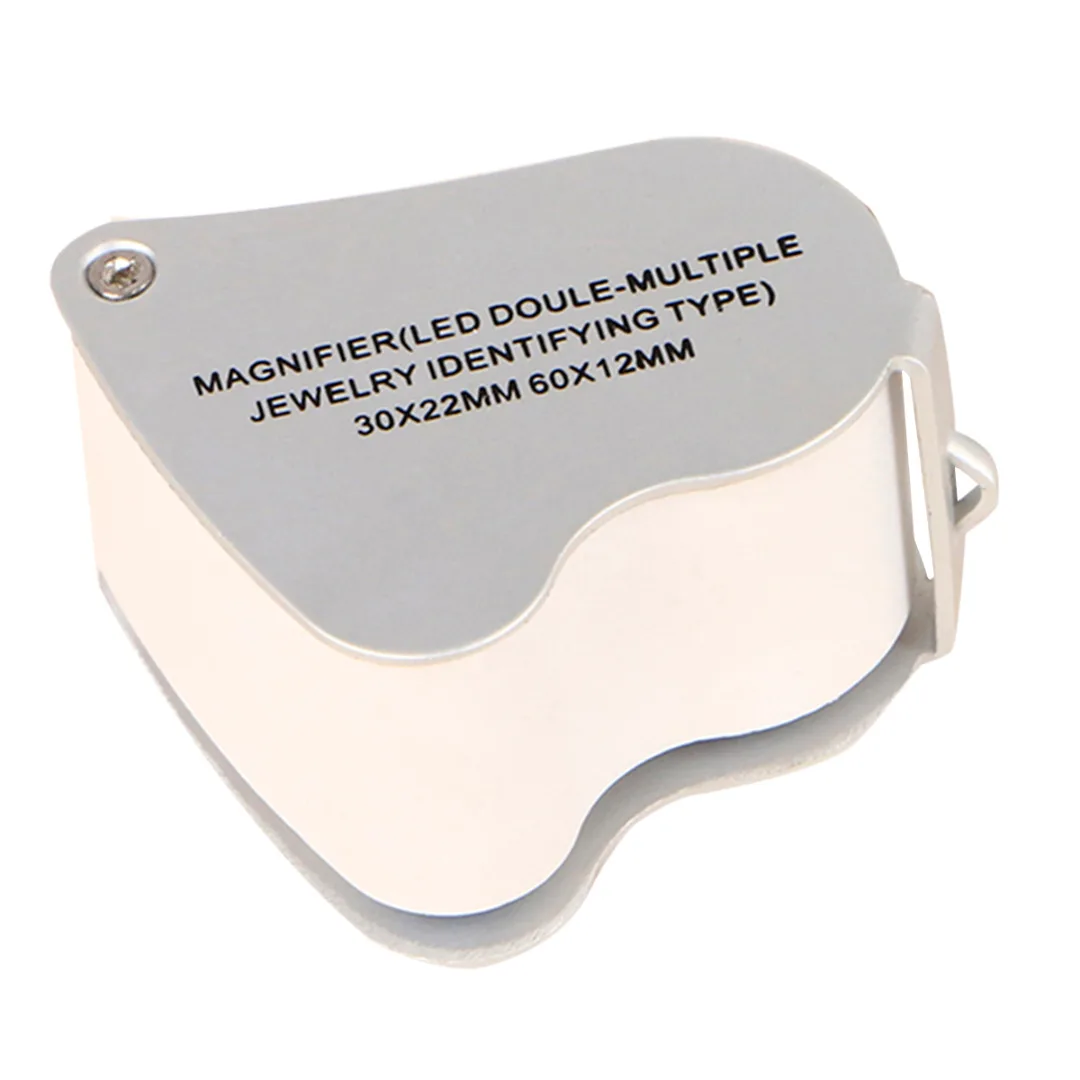 30X 60X Складная лупа Ювелирная Лупа с светодиодный светильник Карманная для газет