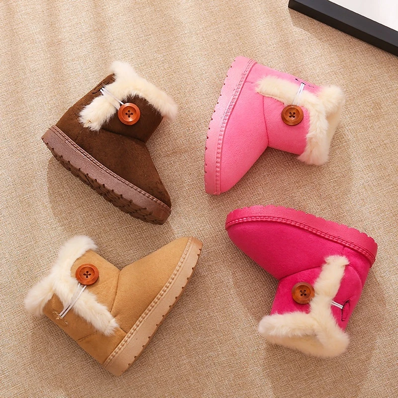 Winter High Quality Children Boots Thick Warm Shoes Cotton-Padded Suede Buckle Girls Boots 2021 Boys Snow Boots Kids Shoes