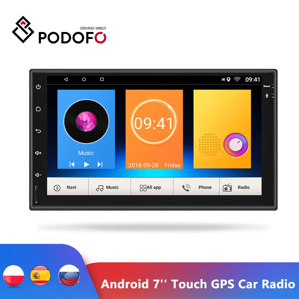 Podofo Android8.0 7 ''сенсорный автомобильный Радио плеер gps навигация Универсальный 2