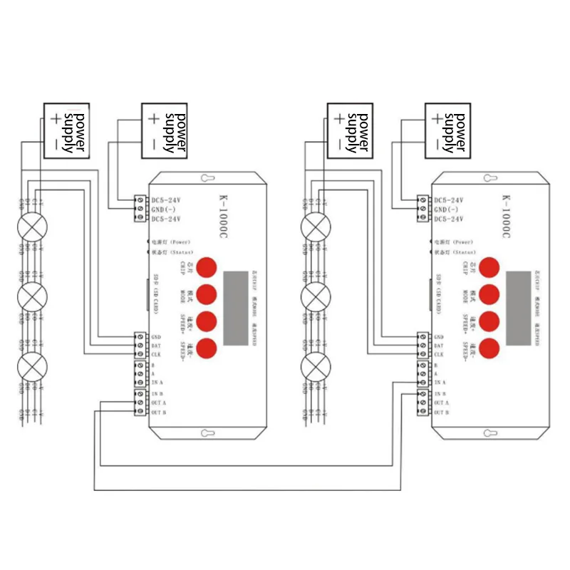 K-1000C контроллер K1000C WS2812B WS2811 APA102 T1000S WS2813 светодиодный 2048 пикселей программный DC5-24V