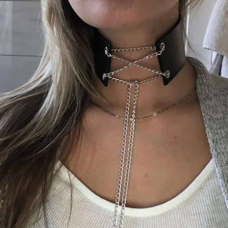 Сексуальные женские кожаные ремни Ремни воротник сексуальное ожерелье бондаж