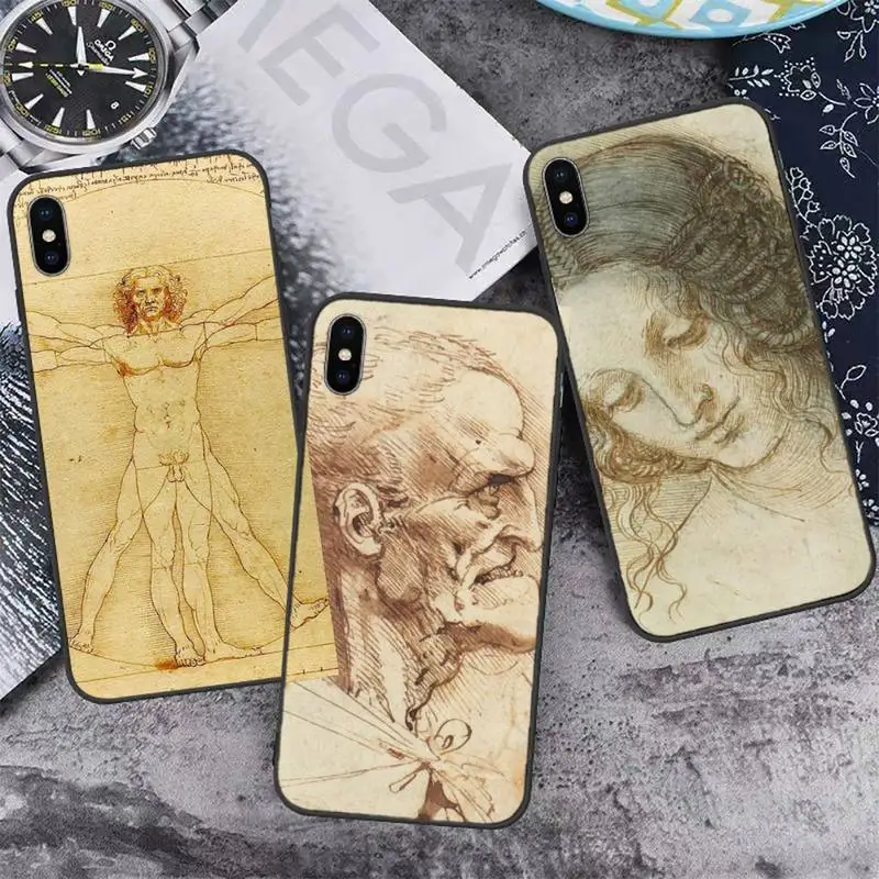 

Italy leonardo da vinci art cell Phone Case for iPhone 13 12 11 mini pro XS MAX 8 7 6 6S Plus X 5S SE 2020 XR