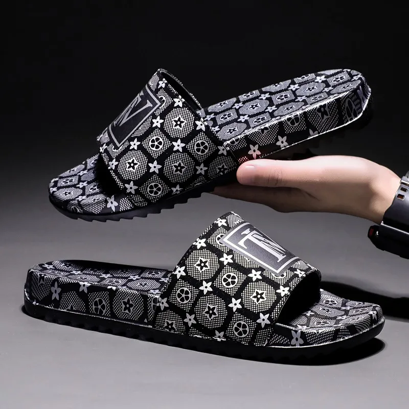 Мужские летние шлепанцы роскошные брендовые с принтом легкие для душа новинка 2021