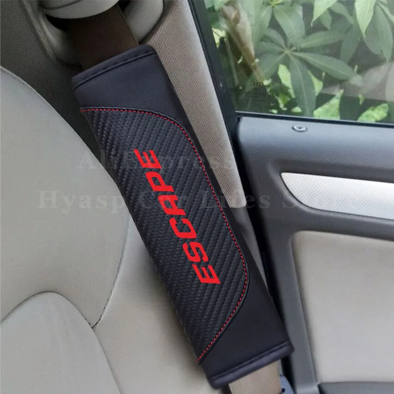 Carbon Fiber Leather Car Seat Belt Cover For FORD ESCAPE Car Seat Belt Shoulder Pad Auto Accessories