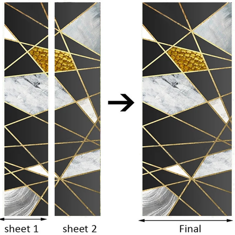 Дверная наклейка из ПВХ Современная золотая линия Геометрическая Имитация