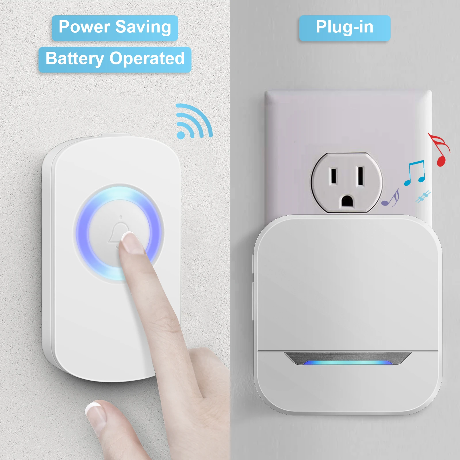 

Wireless Door Ring Waterproof Electronic Doorbell Chime for Home Office School Security Door Bell for 300M Range