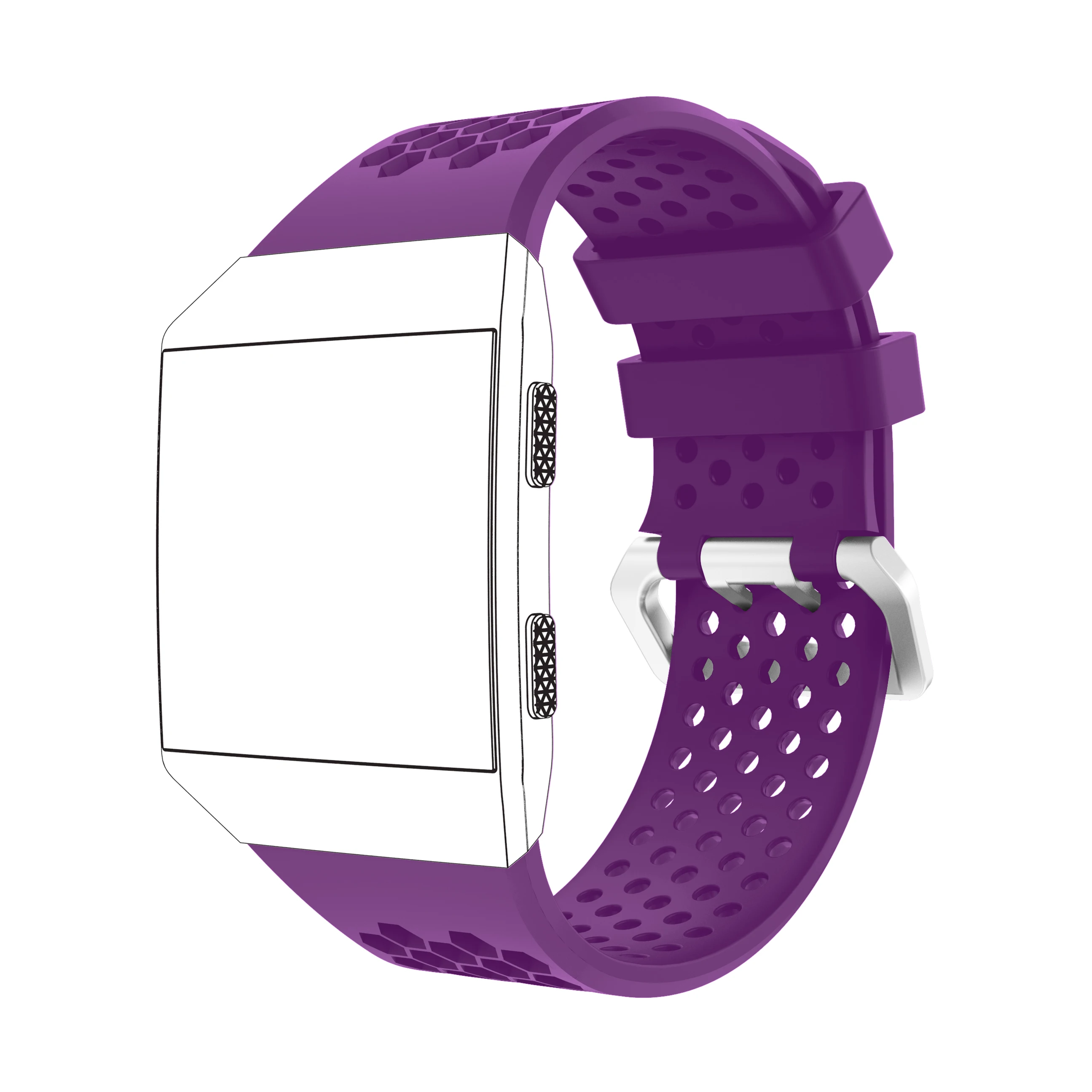 Yayuu совместимый для Fitbit Ionic Смарт-часы мягкий силиконовый ремешок регулируемый ремешок для часов замена спортивный дышащий ремешок - Цвет: Purple