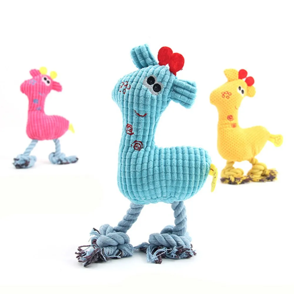 Милая собака пищащие игрушки жираф веревка из флиса мультипликационные животные