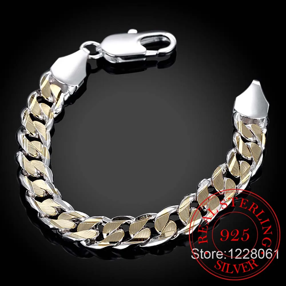

Original Real 100% 925 Sterling Silver Charm 10MM Bracelet For Men and Women With S925 Stamp Texture Bracelet Jewelry