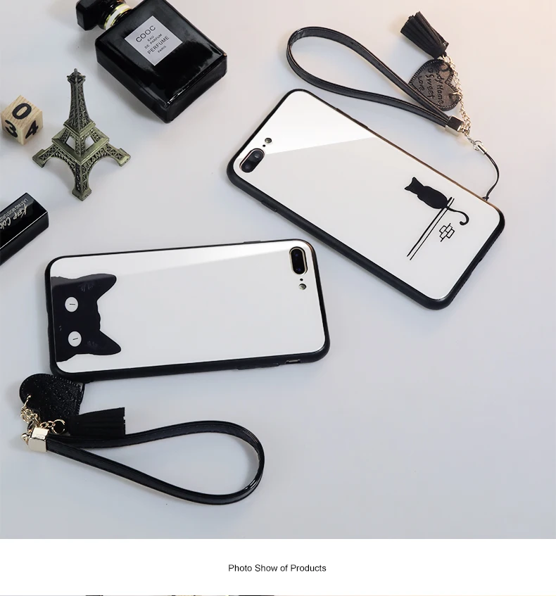 Чехол и ремешок для Xiaomi Mi 9 8 se cc9 cc9e, стеклянный жесткий чехол для телефона для Xiaomi Mi cc9 8 Lite, простой милый шнурок для кошки, funda