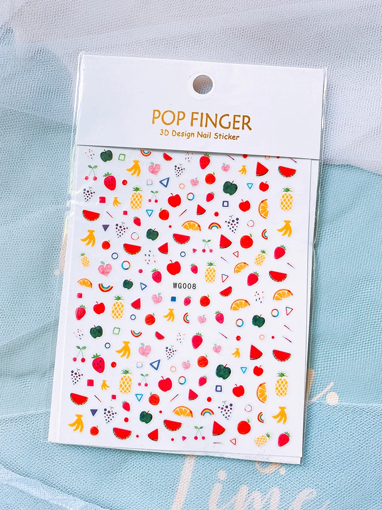 Милые фруктовые наклейки для ногтей со звездочкой клубники, вишни, арбуза, декали, слайдеры для дизайна ногтей, корейские украшения для искусства маникюра.