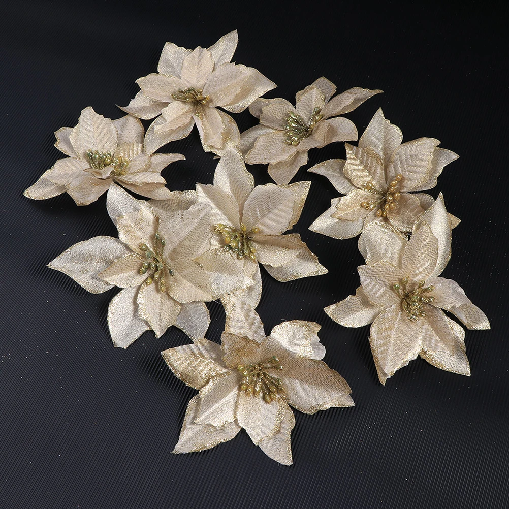 24 шт блестящие Искусственные Рождественские цветы имитация цветка золотой