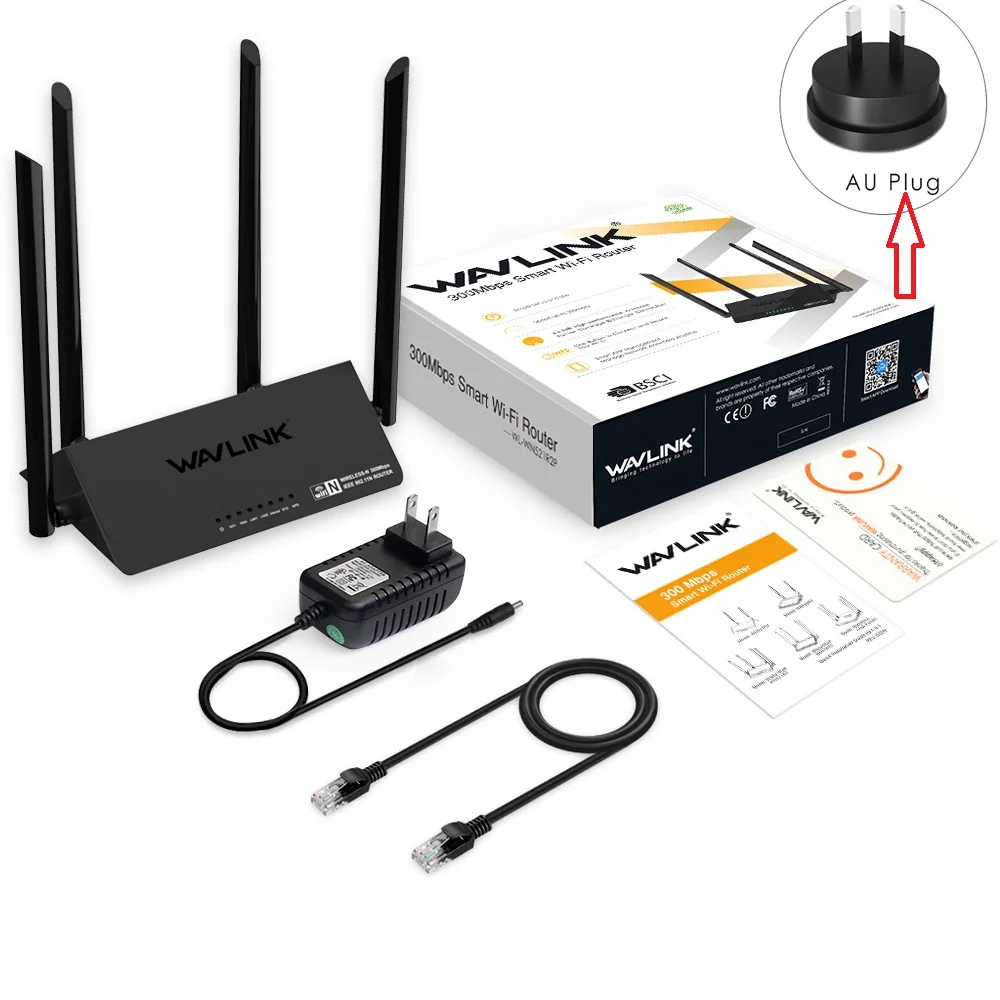 Wavlink беспроводной умный Wifi роутер 300 Мбит/с Wi-Fi ретранслятор точка доступа с 4x5dbi внешними антеннами WPS Smart APP простая настройка - Цвет: AU plug
