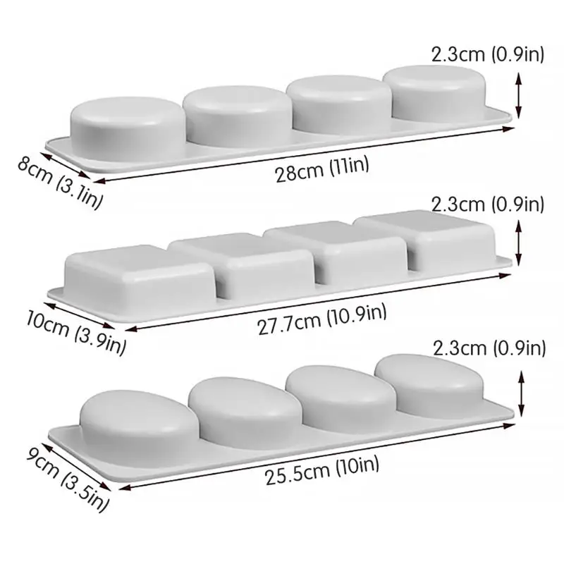 

Hot 4 Cavity Silicone Soap Making Mould Reuseable Non-Stick Handmade Soap Mold Chocolate Cake For DIY Handicraft Decoration