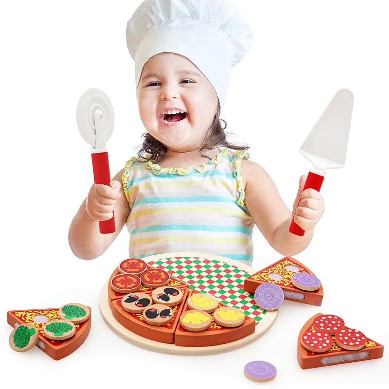 

Дети вид игры игрушки из дерева для пиццы моделирования игрушки для мальчиков и девочек кухонные фрукты овощи деревянные игрушки улучшают ...