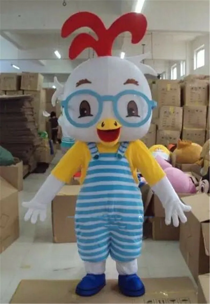 

White Glass Chicken Little Mascot Costume Cartoon Adult Unisex Fancy Party Dress High Quality Cartoon Character Unisex Clothing