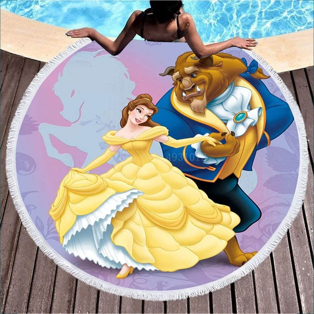 

Disney Prince Princess Panyhuenb Baby Children Beach Towel Sport Swimming Bath Towel With Tassel 150cm Round