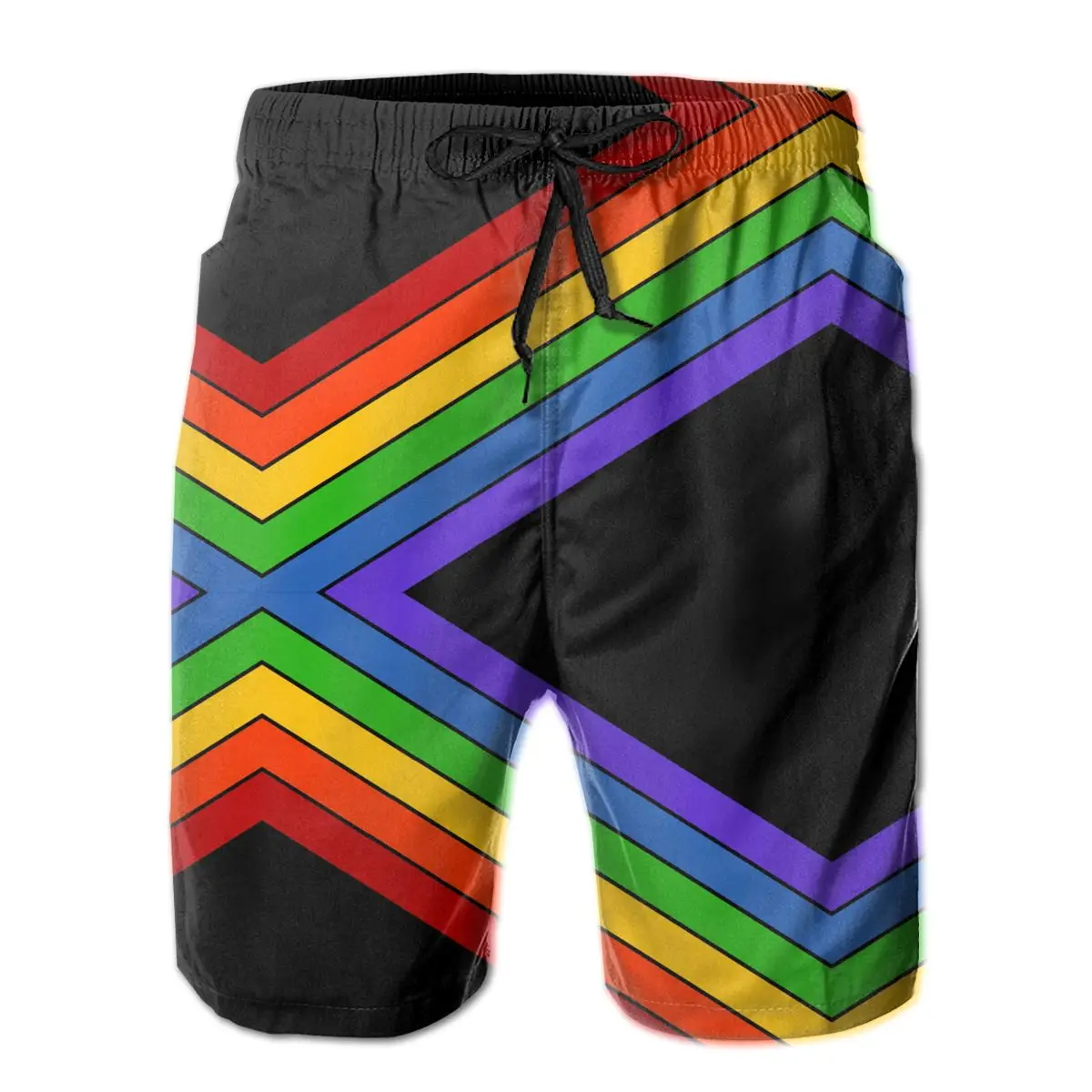 

Пляжные дышащие быстросохнущие повседневные мужские шорты в диагональную радужную полоску Humor Graphic R333