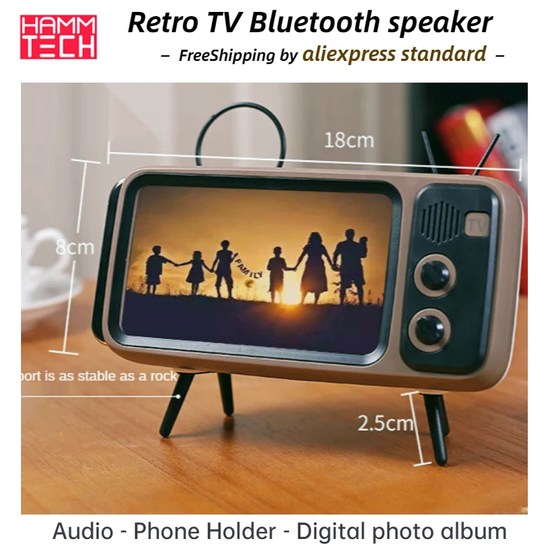 

Ретро ТВ Bluetooth Динамик мобильный мини сабвуфер Портативный мобильный телефон стенд Беспроводной открытый аудио цифровая фоторамка
