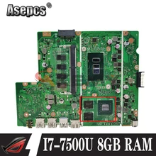 Akemy X540UBR notebook mainboard For ASUS X540UB X540UBR X540UV laptop motherboard mainboard I7-7500U 8GB RAM V2G tested 100% ok