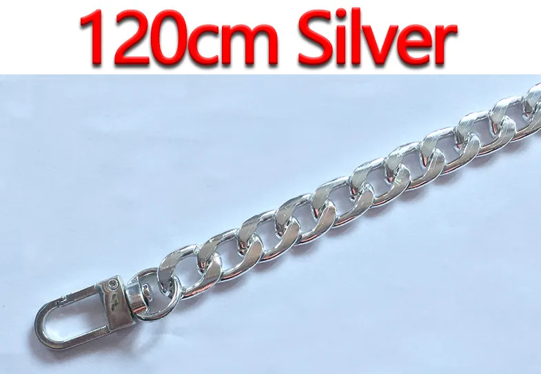 120cm Silver Ультра светильник Алюминиевые цепочки DIY золото, серебро, пистолет черный 12 мм сменный светильник на цепочке кошелек ремень, сумка ремни для маленькой сумочки - Цвет: 120cm Silver