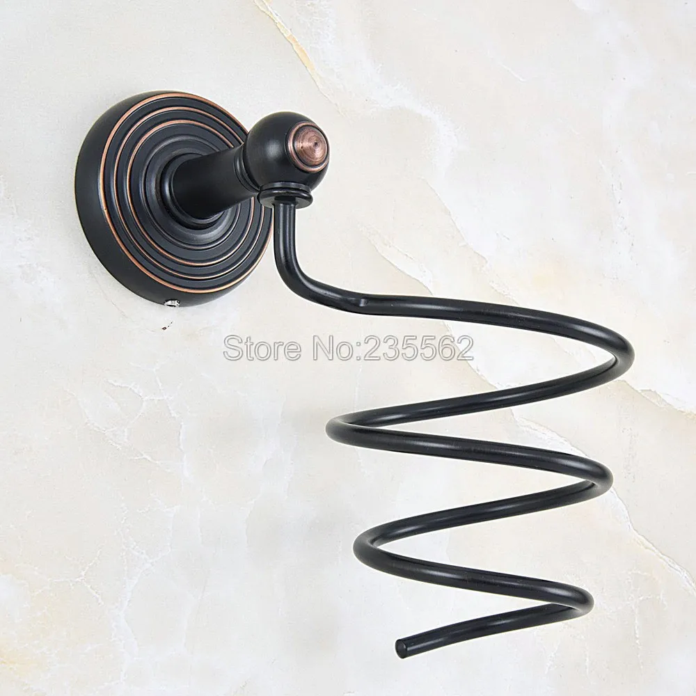 

Solid Brass Wall Mounted Black Oil Rubbed Bronze Rack Hair Blow Dryer Holder Wall Hang Shelf Bathroom Accessories Lba914