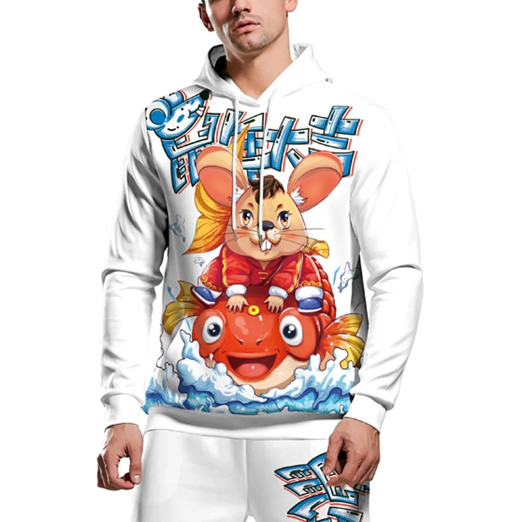 Горячая Новинка для пары модная блузка с капюшоном 3D принтом Толстовка длинным