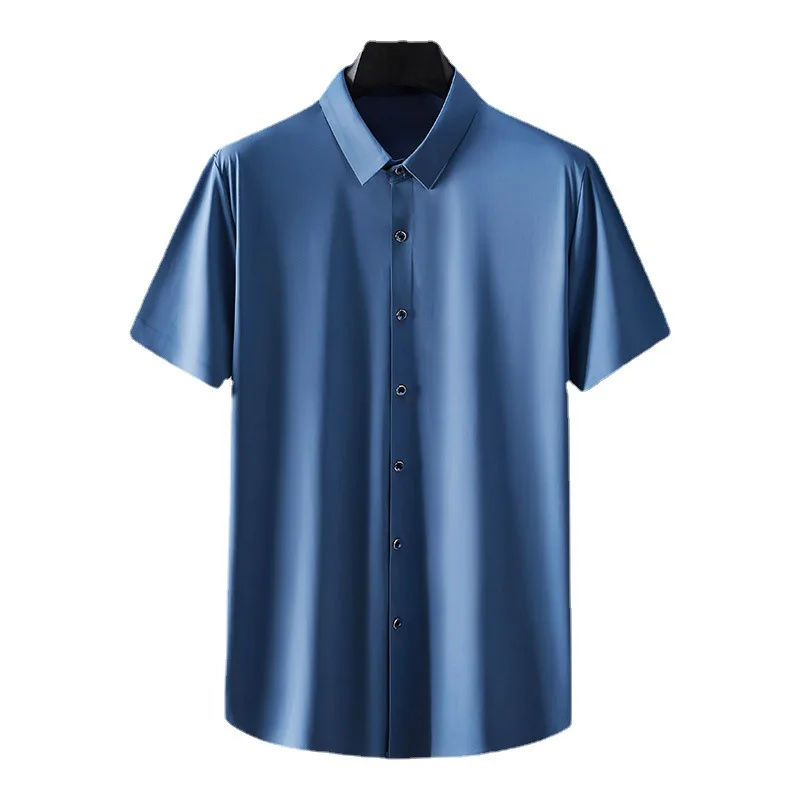 

Summer New Solid Color, No Trace, Smooth Men's Shirt Short Sleeve Shirt Top