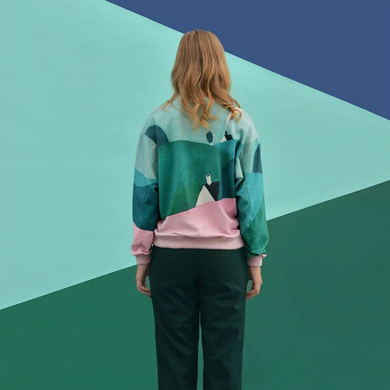 Весенняя Новинка, модный дизайн, женские толстовки с капюшоном, Харадзюку, пейзаж фермы, узоры, принт, пространство, хлопок, Осенний пуловер, топы